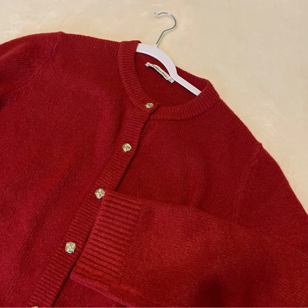 Abercrombie & Fitch Rust Red Cardigan Sweater Large - Picture 3 of 11